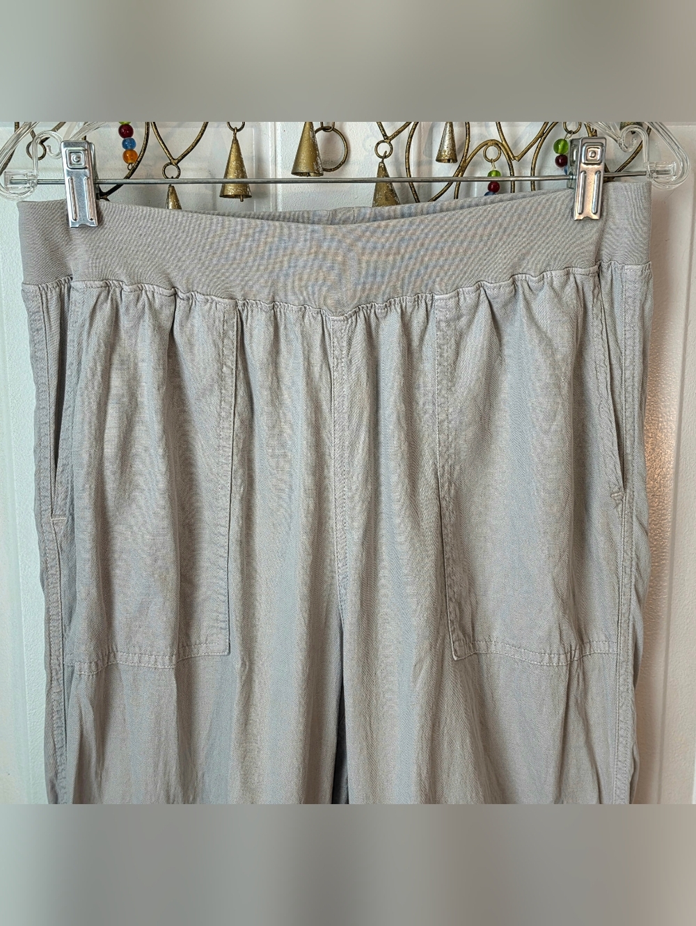 FAHERTY Arlie Day Pant Women's L Light Gray Tencel Linen Blend Joggers - Picture 6 of 14